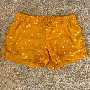 Yellow Linen Shorts